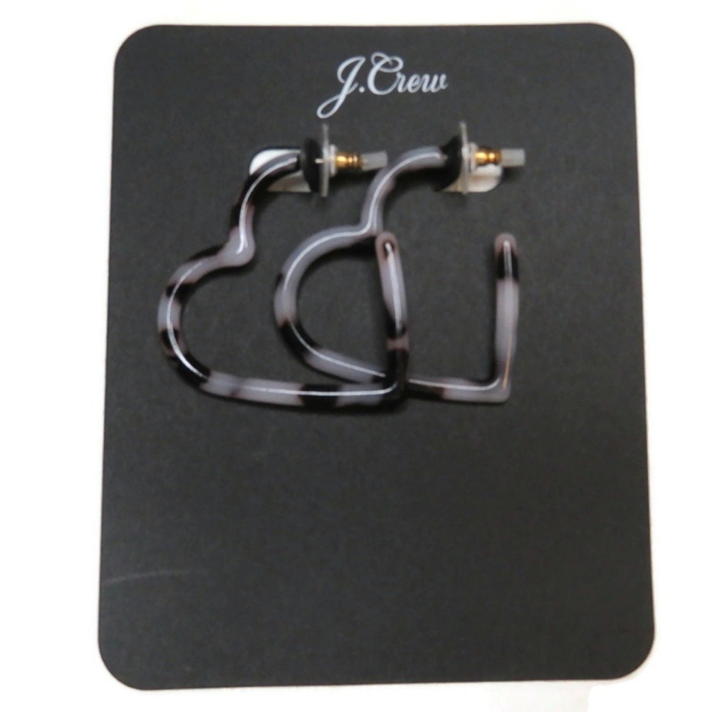 J Crew Heart Hoop Earrings‎ in Natural Acetate New A0594